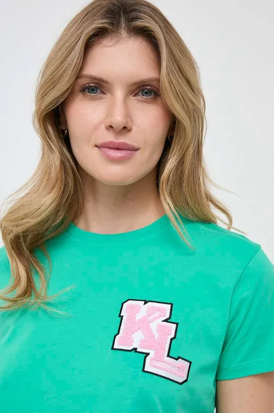 zelena Bombažna kratka majica Karl Lagerfeld
