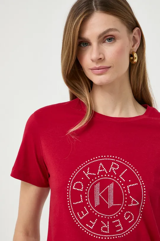 rdeča Bombažna kratka majica Karl Lagerfeld