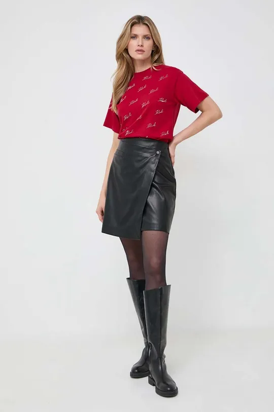 Βαμβακερό μπλουζάκι Karl Lagerfeld κόκκινο