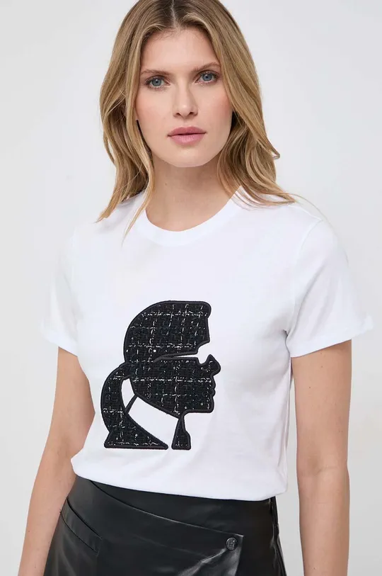 bela Bombažna kratka majica Karl Lagerfeld