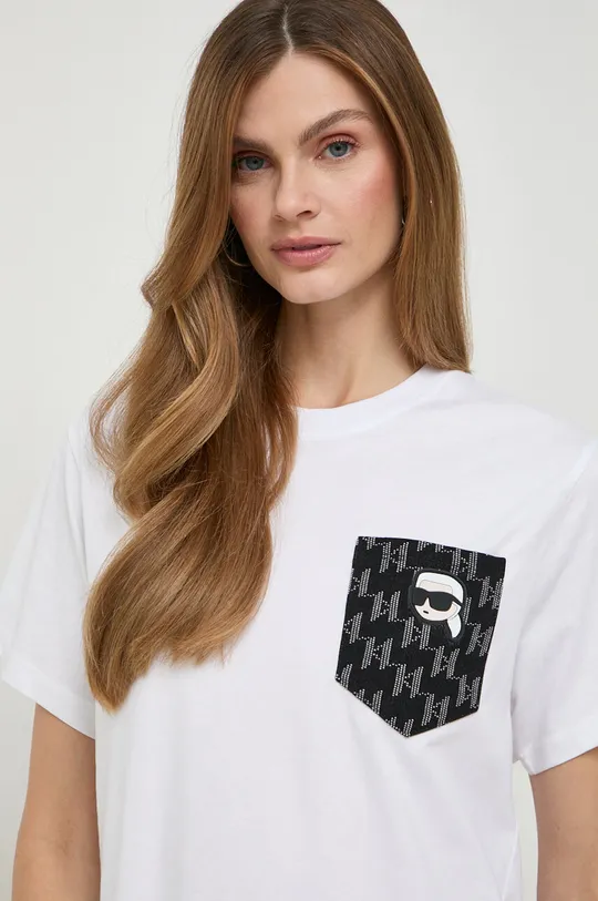 biały Karl Lagerfeld t-shirt bawełniany