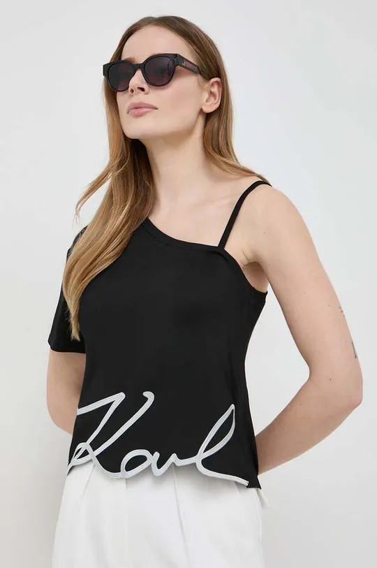 czarny Karl Lagerfeld t-shirt Damski