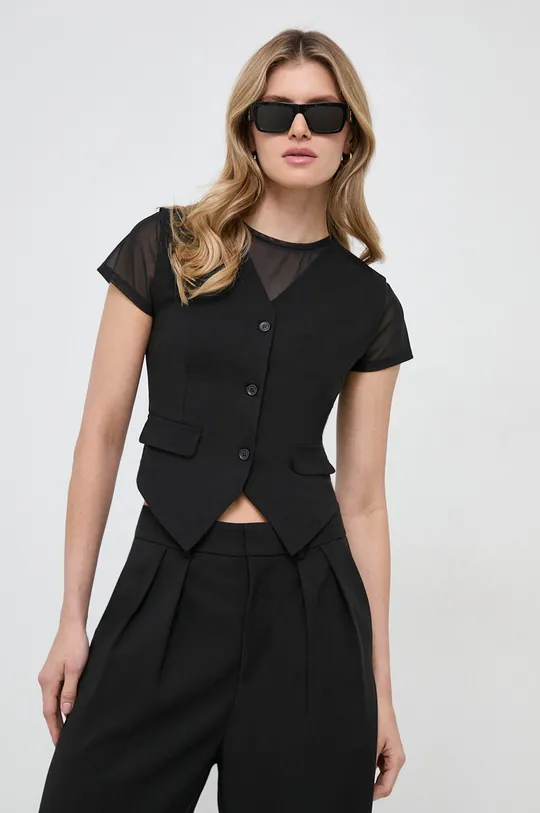 črna Bluza s primesjo lana Karl Lagerfeld Ženski