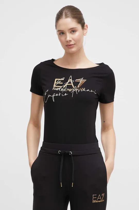 czarny EA7 Emporio Armani t-shirt Damski