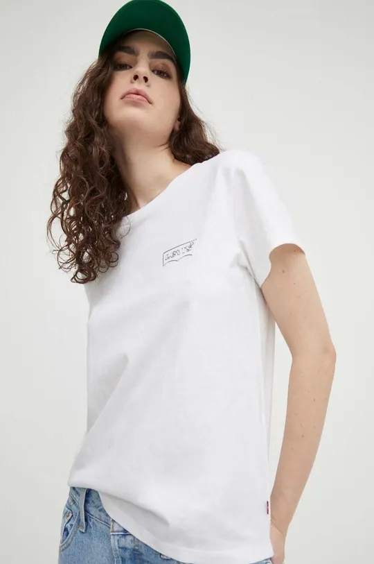 bela Bombažna kratka majica Levi's Ženski