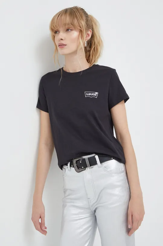 μαύρο Βαμβακερό μπλουζάκι Levi's Γυναικεία