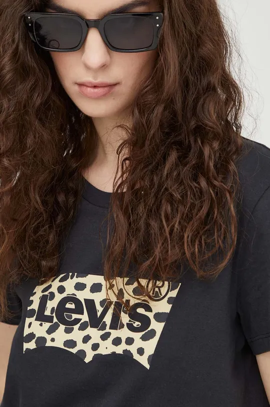 czarny Levi's t-shirt bawełniany