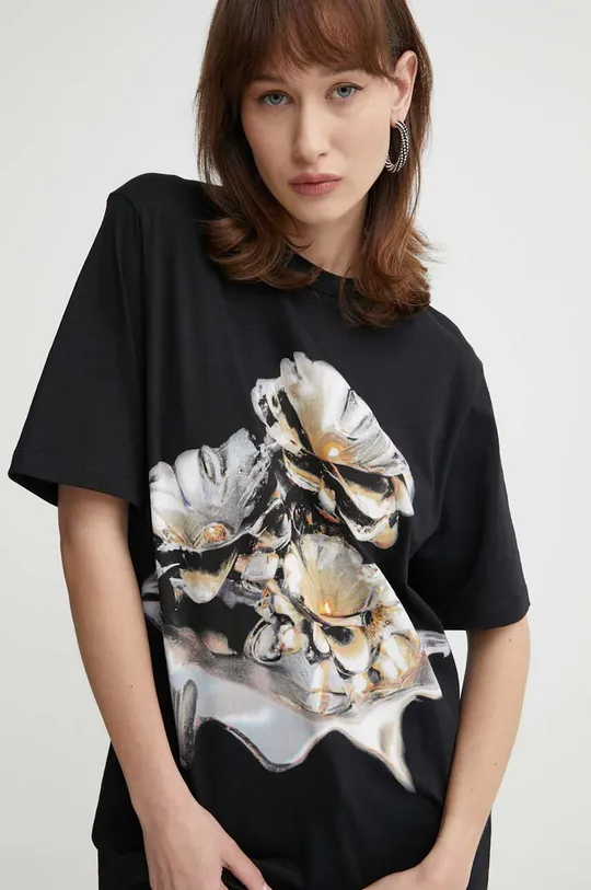 czarny Stine Goya t-shirt bawełniany