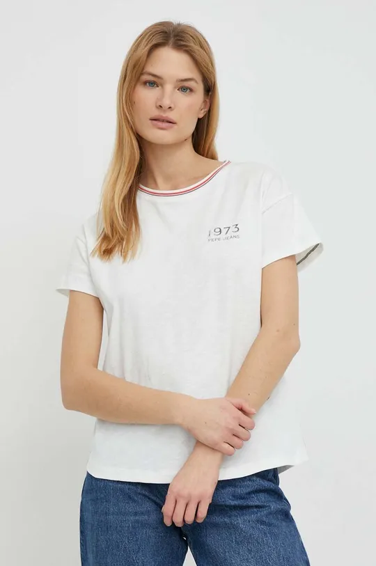 bijela Pamučna majica Pepe Jeans Ženski