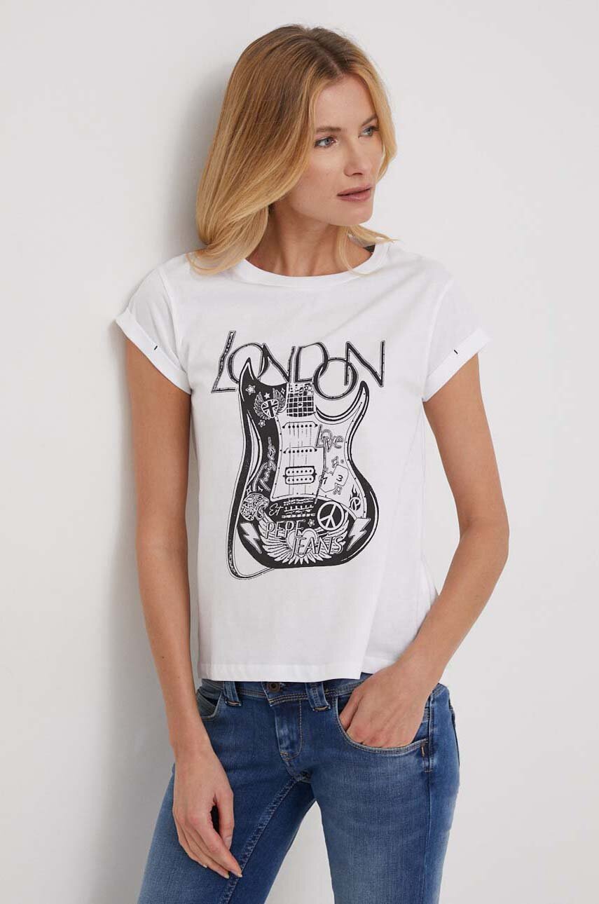 Бавовняна футболка Pepe Jeans жіночий колір білий | ANSWEAR.ua