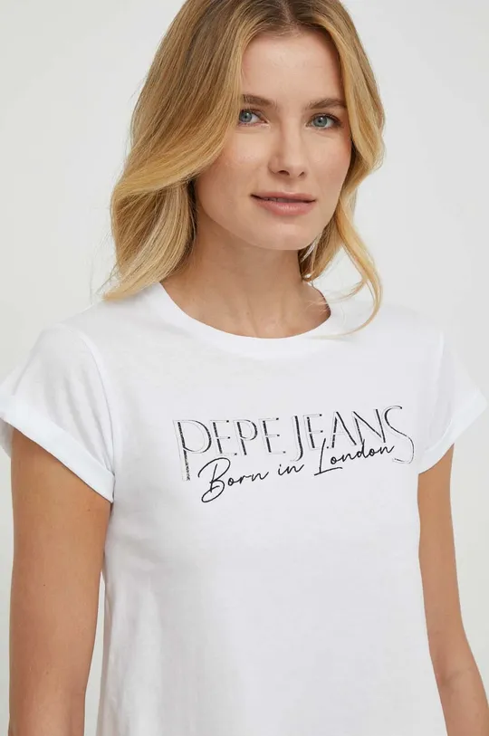 bela Bombažna kratka majica Pepe Jeans HANNON