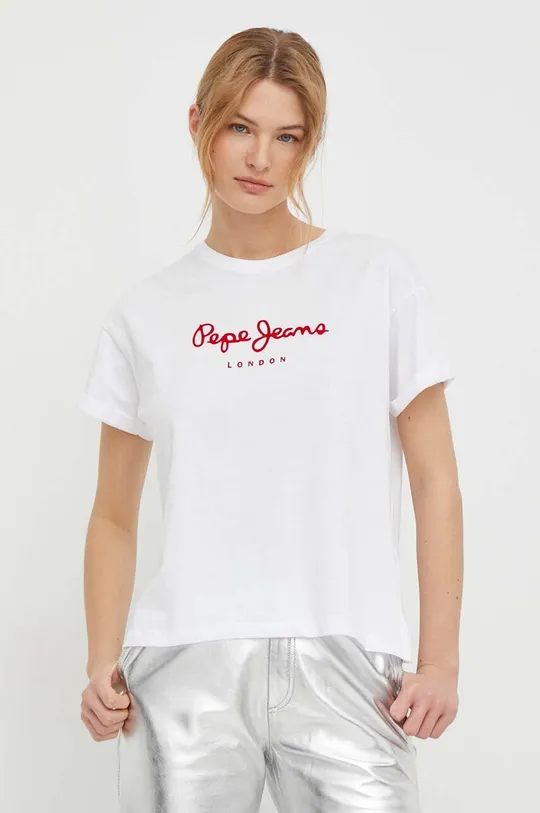 Bavlnené tričko Pepe Jeans biela