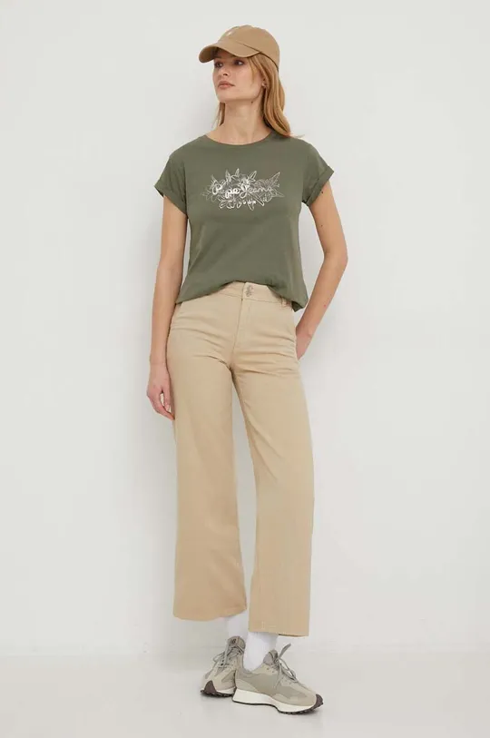 Βαμβακερό μπλουζάκι Pepe Jeans HELEN πράσινο