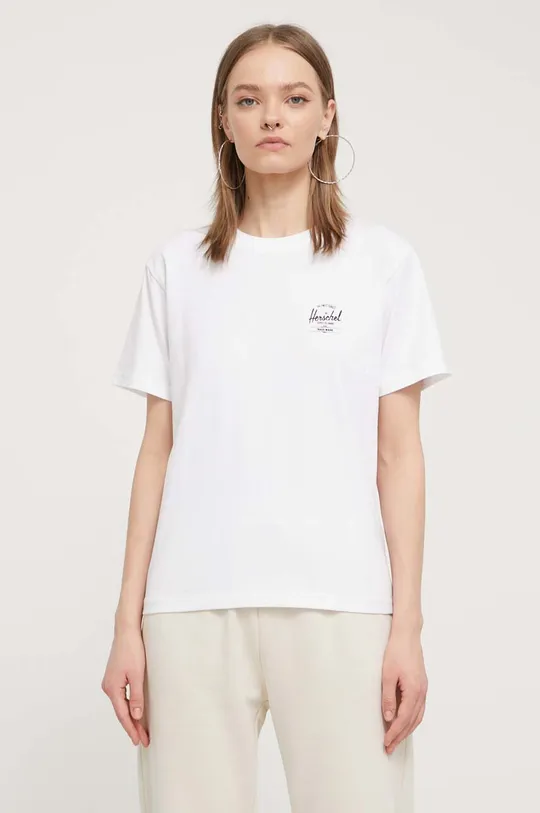 biały Herschel t-shirt bawełniany