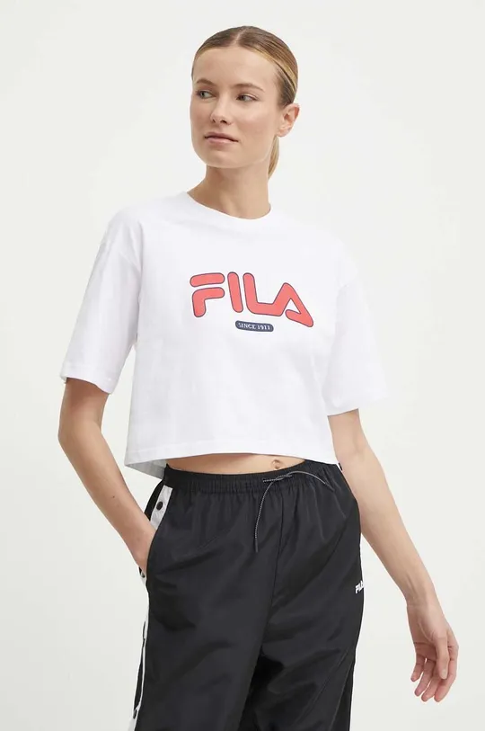 λευκό Βαμβακερό μπλουζάκι Fila Lucena Γυναικεία