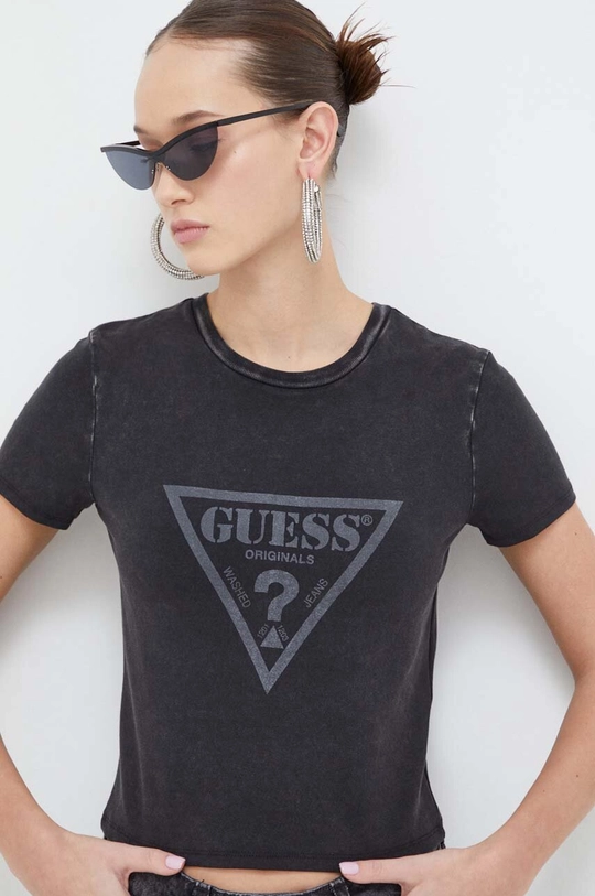 μαύρο Μπλουζάκι Guess Originals Γυναικεία