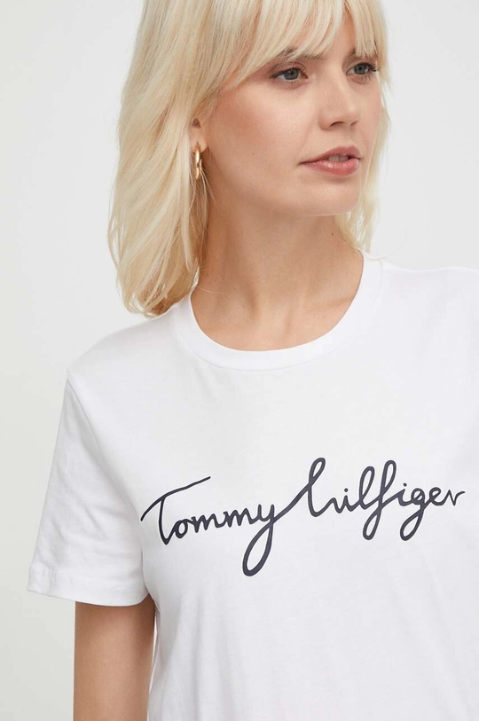 biały Tommy Hilfiger t-shirt bawełniany