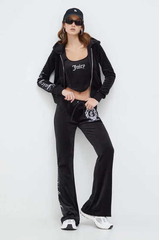 Βελουτέ μπλούζα Juicy Couture μαύρο