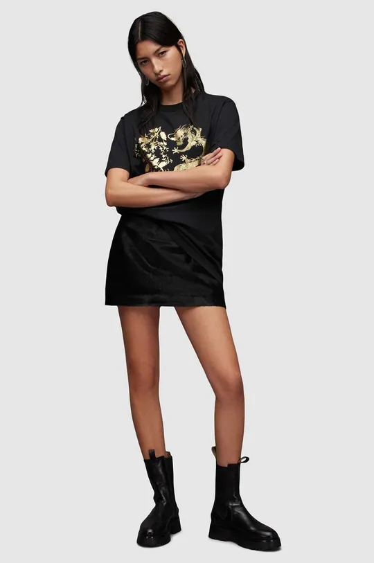 μαύρο Βαμβακερό μπλουζάκι AllSaints Auru