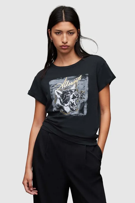 μαύρο Βαμβακερό μπλουζάκι AllSaints Panthere Γυναικεία