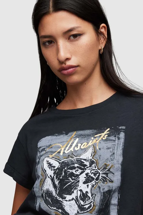 Bombažna kratka majica AllSaints Panthere črna