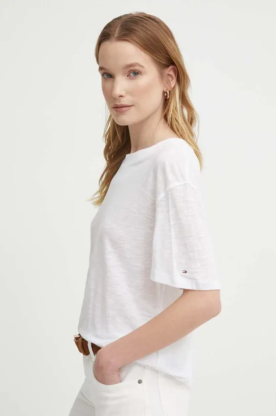 λευκό Μπλουζάκι με λινό μείγμα Tommy Hilfiger Γυναικεία
