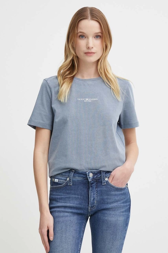 niebieski Tommy Hilfiger t-shirt bawełniany Damski