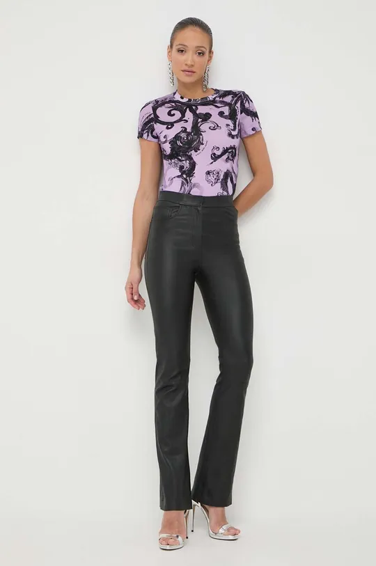 Versace Jeans Couture pamut póló lila