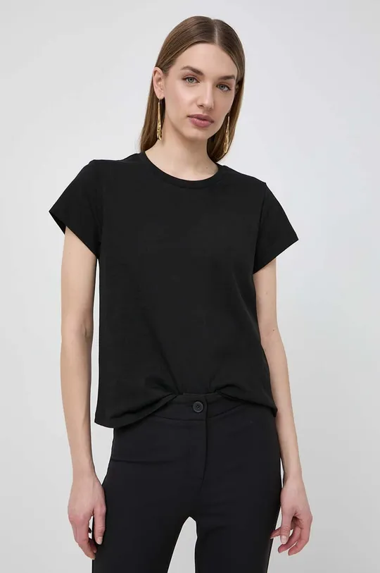 Βαμβακερό μπλουζάκι Twinset μαύρο