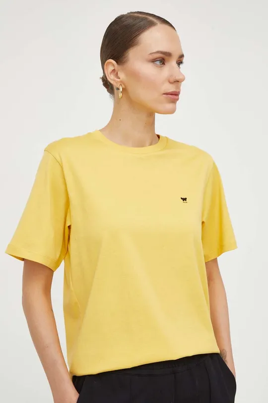žltá Bavlnené tričko Weekend Max Mara Dámsky
