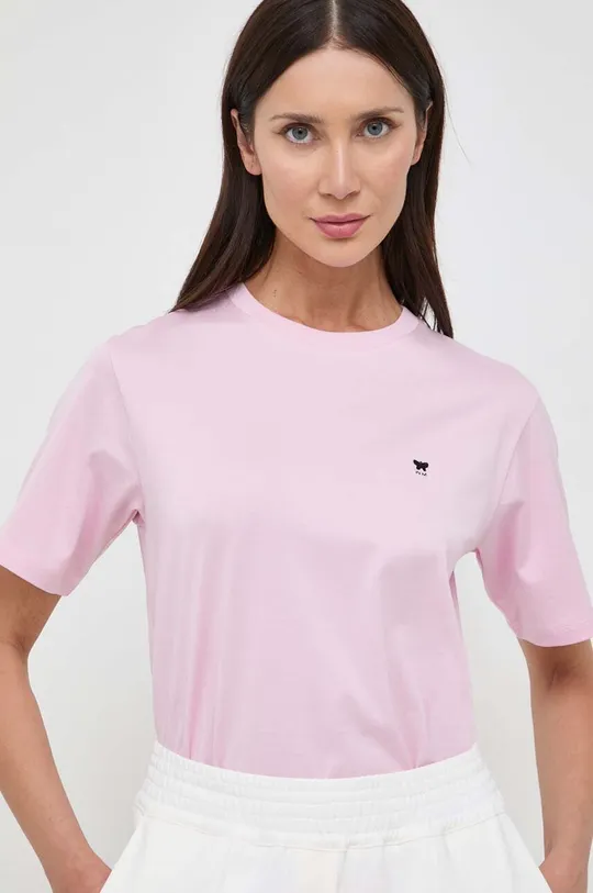 Хлопковая футболка Weekend Max Mara розовый