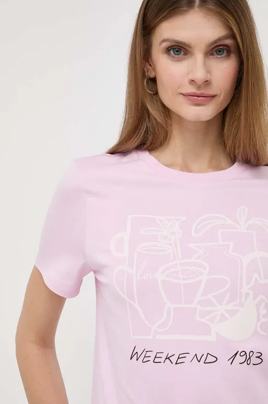 ροζ Βαμβακερό μπλουζάκι Weekend Max Mara Γυναικεία