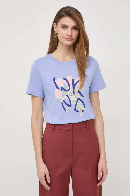 vijolična Bombažna kratka majica Weekend Max Mara Ženski