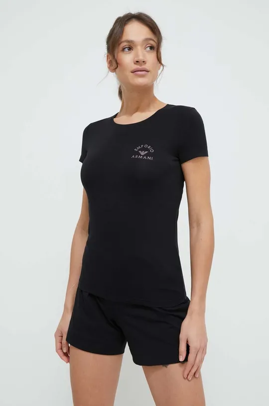 crna Homewear majica kratkih rukava Emporio Armani Underwear Ženski