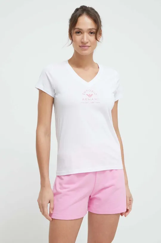 biela Bavlnené elegantné tričko Emporio Armani Underwear Dámsky