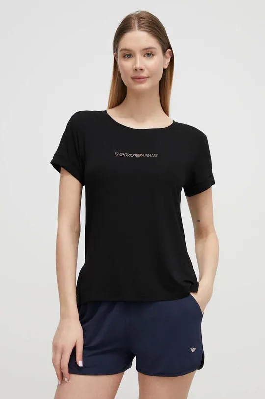 μαύρο Μπλουζάκι παραλίας Emporio Armani Underwear Γυναικεία