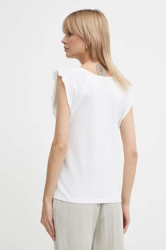 Λευκό μπλουζάκι Pepe Jeans KAI 50% Βαμβάκι, 50% Λινάρι