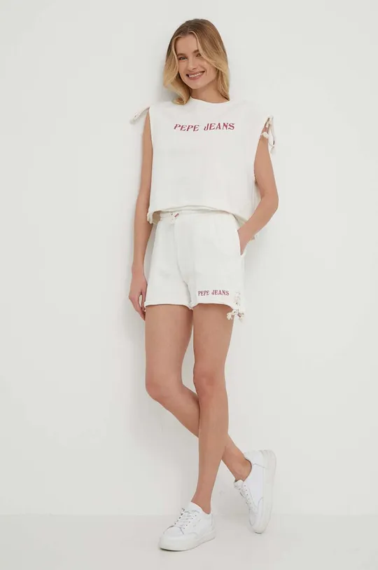 Pepe Jeans top bawełniany Kendall beżowy