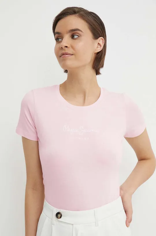 różowy Pepe Jeans t-shirt NEW VIRGINIA SS N Damski