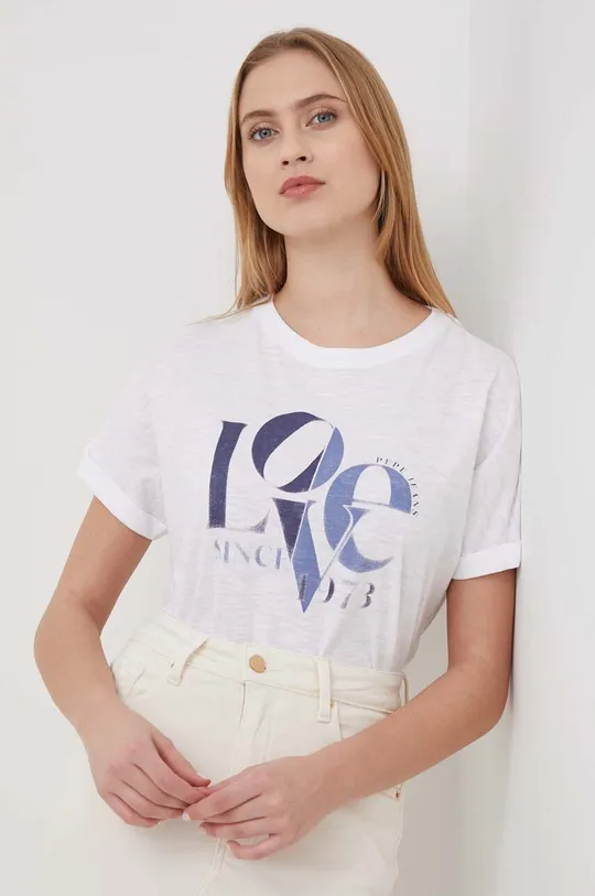 λευκό Βαμβακερό μπλουζάκι Pepe Jeans JAX Γυναικεία