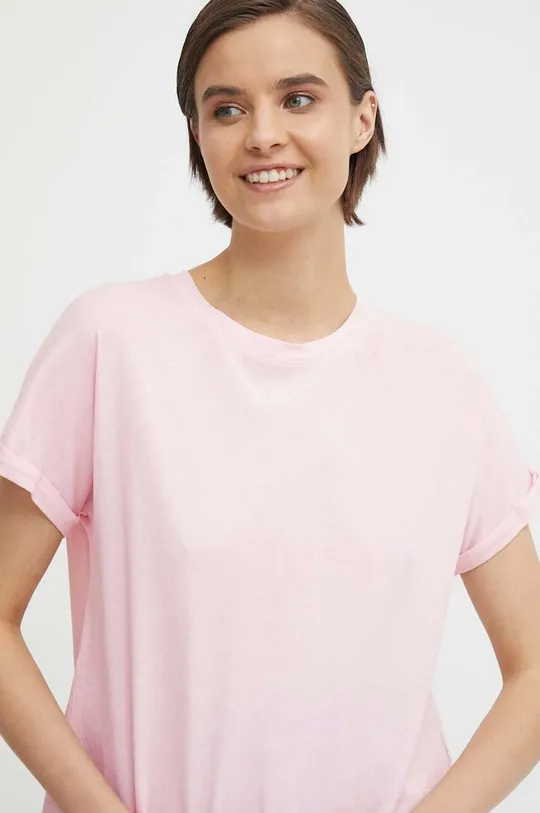 roza Bombažna kratka majica Pepe Jeans LIU Ženski