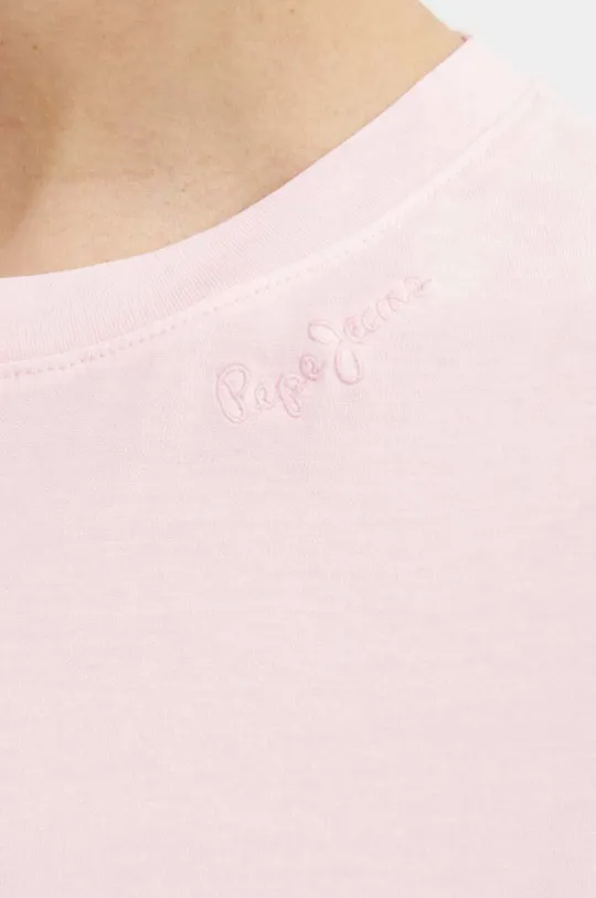 ροζ Βαμβακερό μπλουζάκι Pepe Jeans LIU