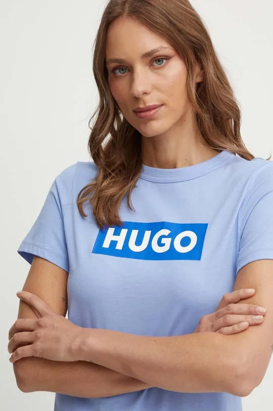 Хлопковая футболка Hugo Blue голубой