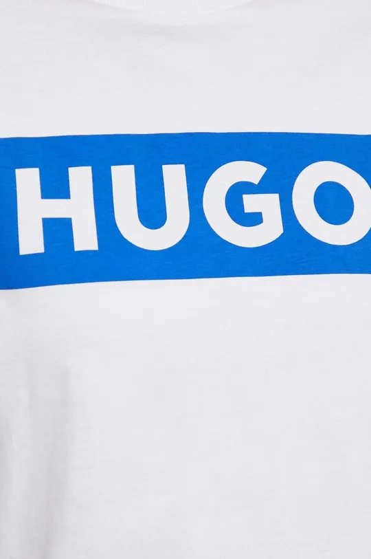 bela Bombažna kratka majica Hugo Blue