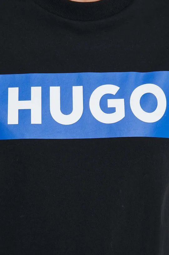 μαύρο Βαμβακερό μπλουζάκι Hugo Blue