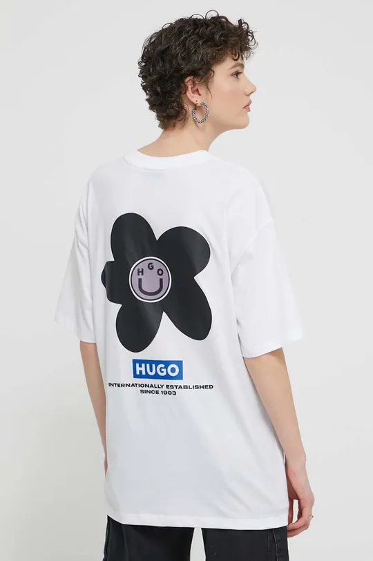 biela Bavlnené tričko Hugo Blue
