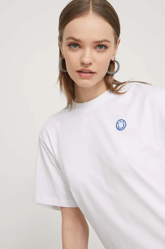 bela Bombažna kratka majica Hugo Blue Ženski