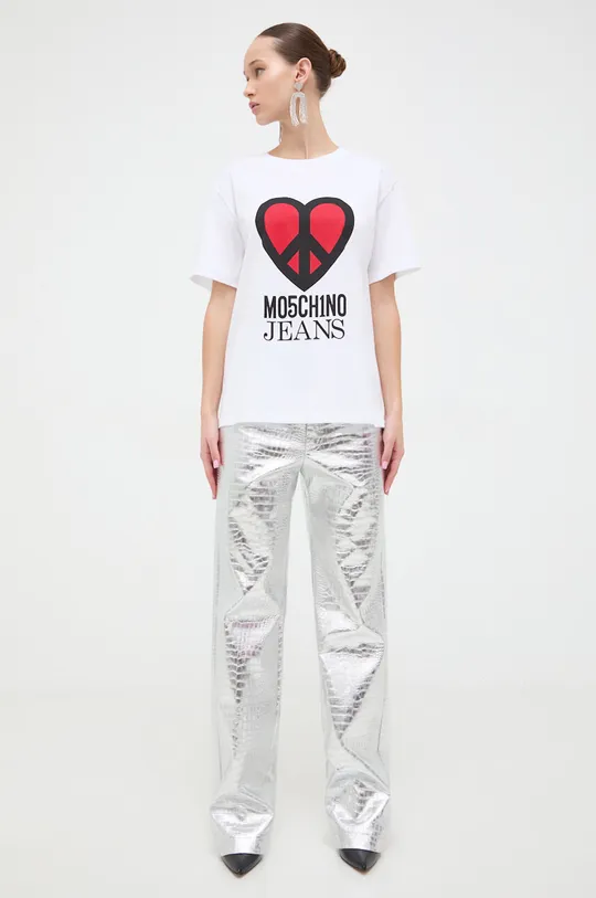 fehér Moschino Jeans pamut póló Női
