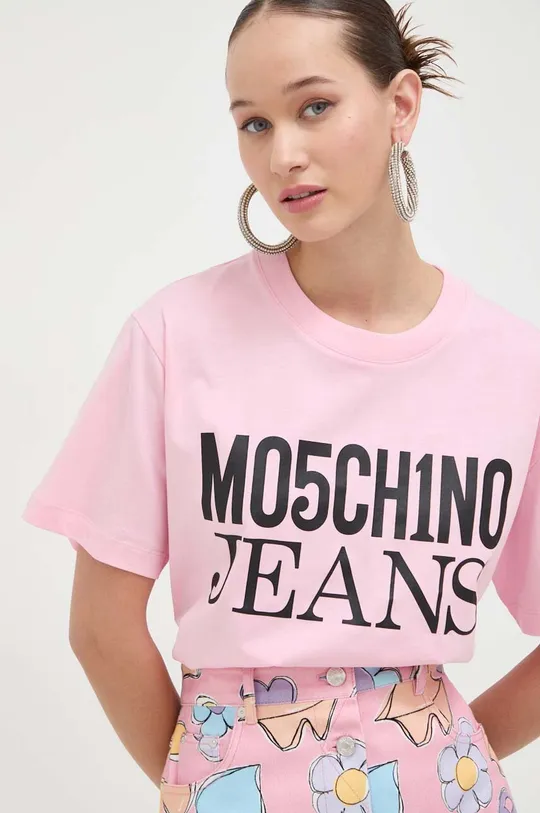 Moschino Jeans t-shirt bawełniany 100 % Bawełna