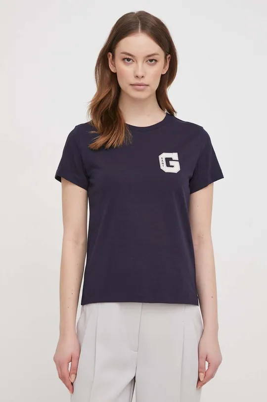 mornarsko modra Bombažna kratka majica Gant Ženski